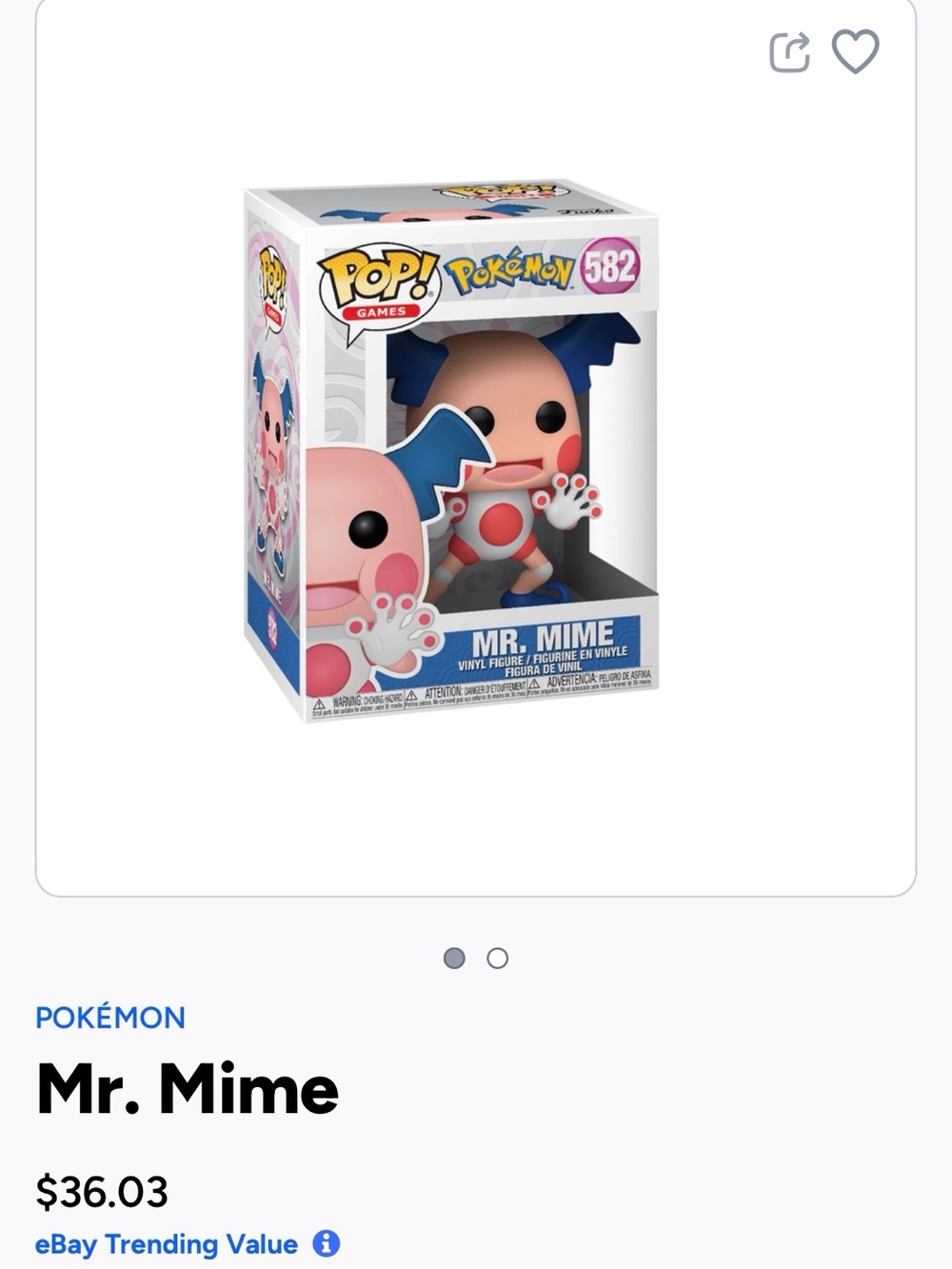 Funko Pop! Pokémon Mr. Mime Vinyl Figure - Pink & Blue-582